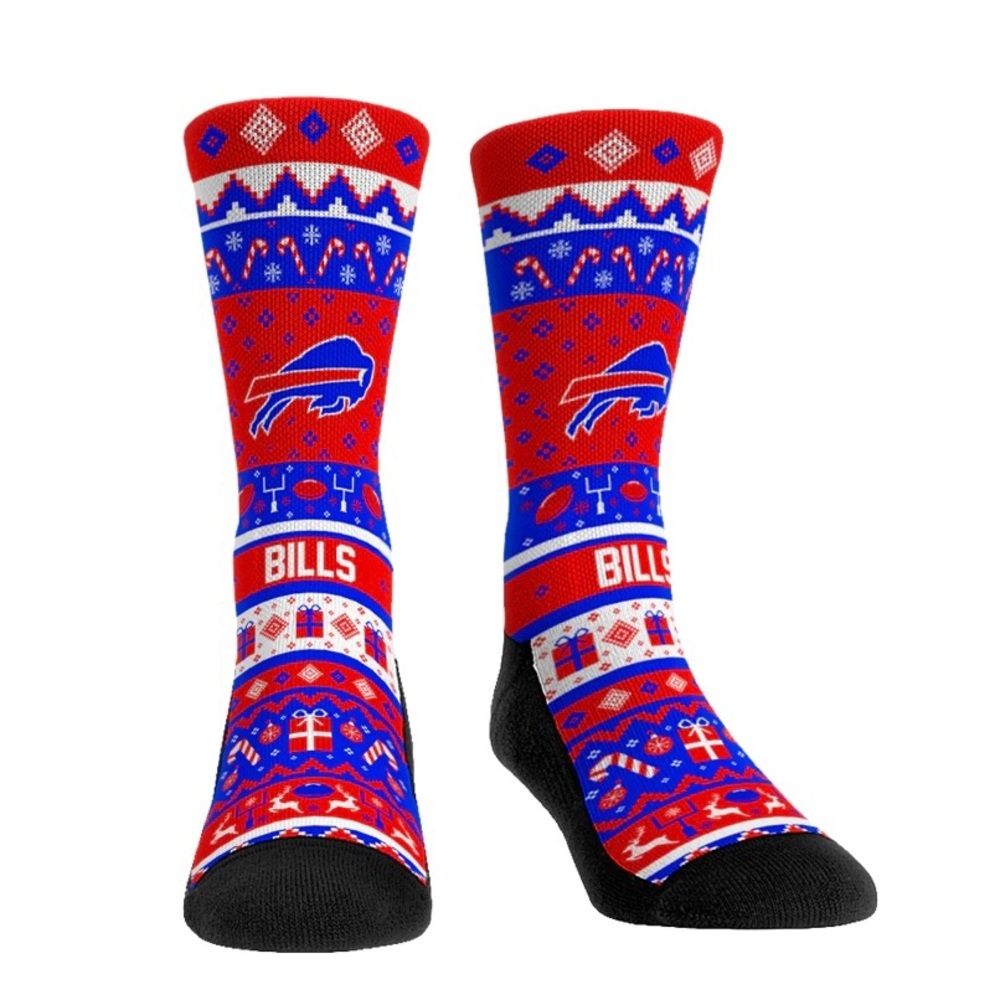BUFFALO BILLS Tacky Ugly Sweater Socks Sz. YOUTH 2-5.5